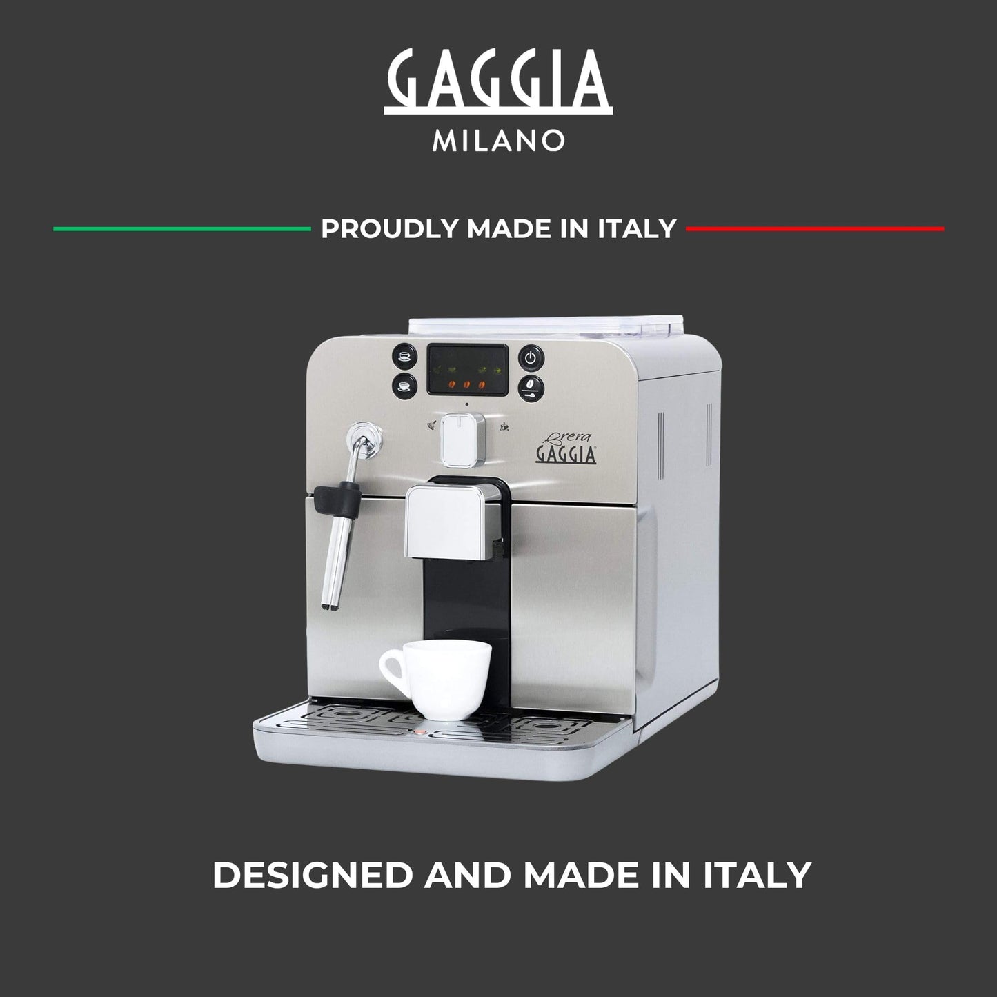 Gaggia Brera RI9305/01 Macchina da Caffè Automatica per Espresso e Cappuccino, Caffè in Grani, Argento