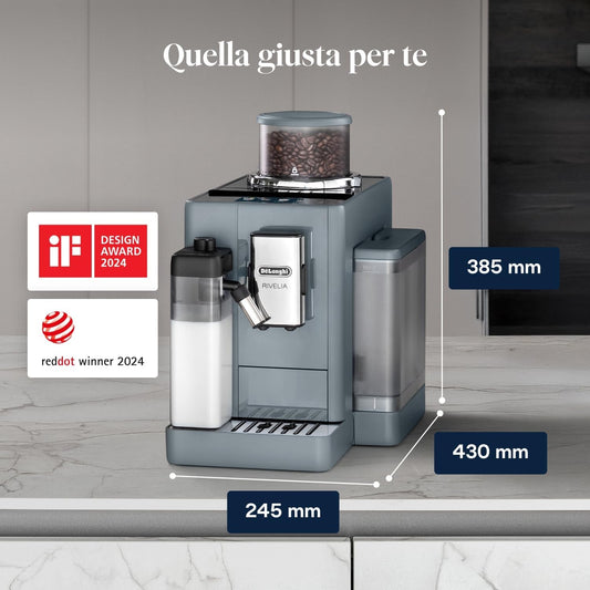 De'Longhi Rivelia Perfetto EXAM440.55.G Macchina da Caffè Automatica con Montalatte e Display Touch, Grigia