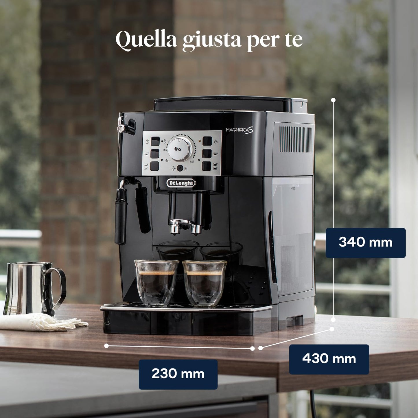 De'Longhi Magnifica S ECAM22.110.B Macchina da Caffè Automatica con Montalatte, 4 Bevande One Touch, Nera