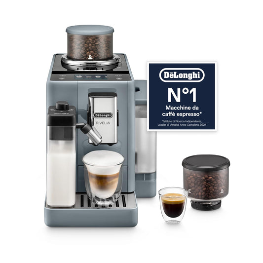 De'Longhi Rivelia Perfetto EXAM440.55.G Macchina da Caffè Automatica con Montalatte e Display Touch, Grigia