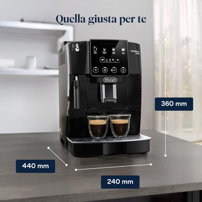 De'Longhi Magnifica Start ECAM222.20.B Macchina da Caffè Automatica con Montalatte, 4 Bevande One Touch, Nera
