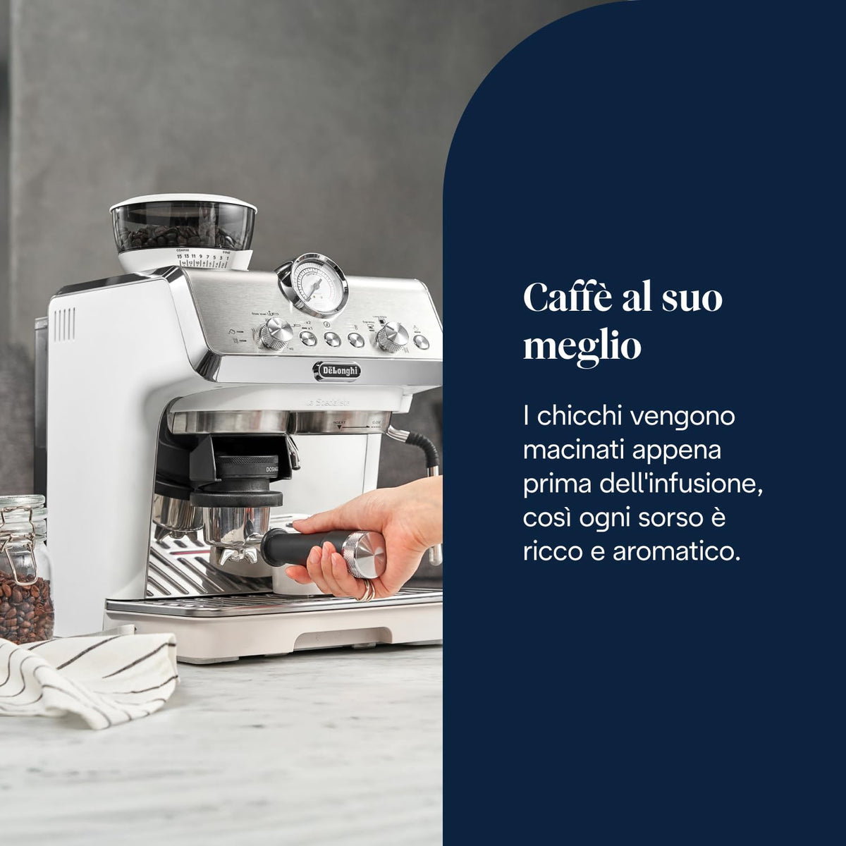 De'Longhi La Specialista Arte EC9155.W Macchina da Caffè Manuale con Macinacaffè e Kit Barista, Bianca