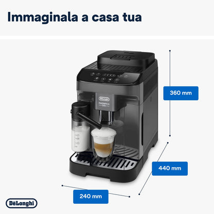 De'Longhi Magnifica Evo Macchina da Caffè Automatica con Montalatte, 4 Bevande One Touch, Grigia