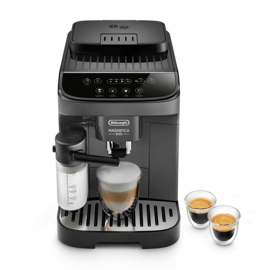 De'Longhi Magnifica Evo Macchina da Caffè Automatica con Montalatte, 4 Bevande One Touch, Grigia