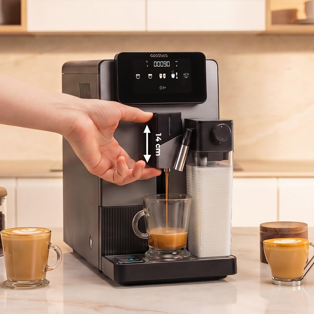 Cecotec Cremmaet Latte Art Elite Macchina da Caffè Automatica con Montalatte, 19 Bar, 6 Bevande