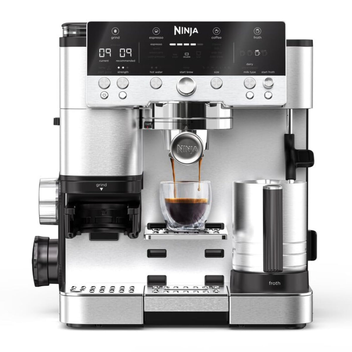 Ninja Luxe Premiere ES601EU Macchina da Caffè 3 in 1 per Espresso, Cappuccino e Caffè Filtro, Argento
