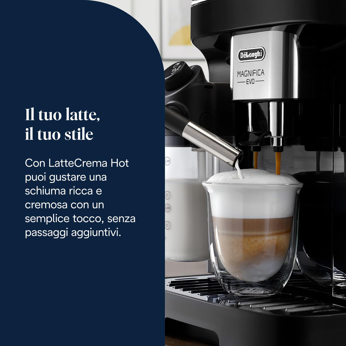 De'Longhi Magnifica Evo ECAM292.81.B Macchina da Caffè Automatica con Montalatte, 7 Bevande, Nera