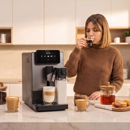 Cecotec Cremmaet Latte Art Elite Macchina da Caffè Automatica con Montalatte, 19 Bar, 6 Bevande