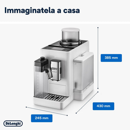 De'Longhi Rivelia Perfetto EXAM440.55.W Macchina da Caffè Automatica con Montalatte e Display Touch, Bianca
