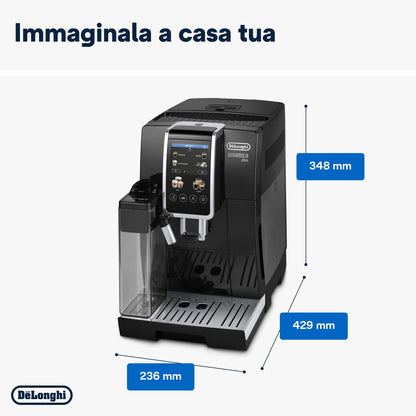 De'Longhi Dinamica Plus ECAM382.70.B Macchina da Caffè Automatica con LatteCrema, 18 Bevande, Nera