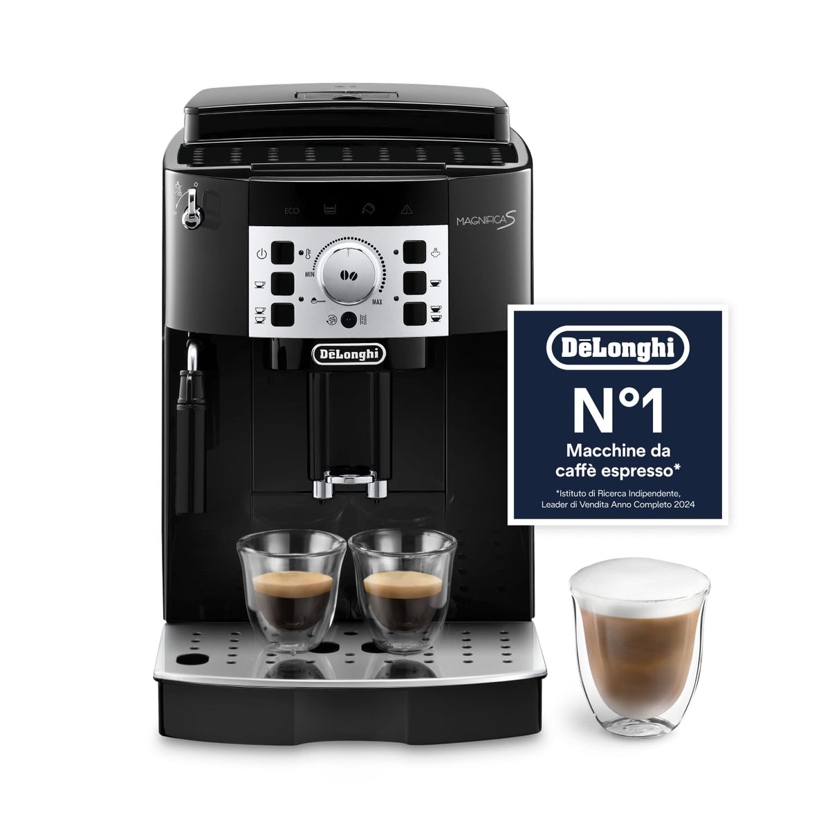 De'Longhi Magnifica S ECAM22.110.B Macchina da Caffè Automatica con Montalatte, 4 Bevande One Touch, Nera