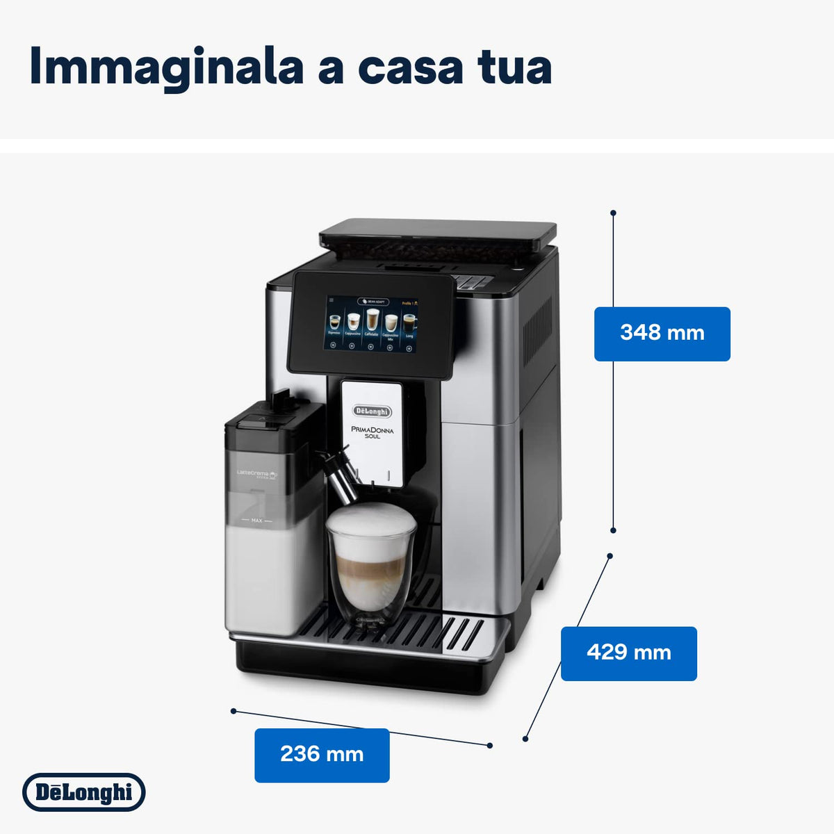 De'Longhi PrimaDonna Soul ECAM612.55.SB Macchina da Caffè Automatica con LatteCrema e Bean Adapt