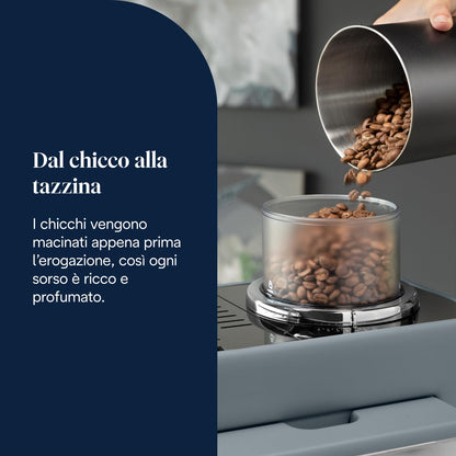 De'Longhi Rivelia Perfetto EXAM440.55.G Macchina da Caffè Automatica con Montalatte e Display Touch, Grigia