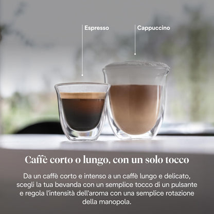 De'Longhi Magnifica S ECAM22.110.B Macchina da Caffè Automatica con Montalatte, 4 Bevande One Touch, Nera