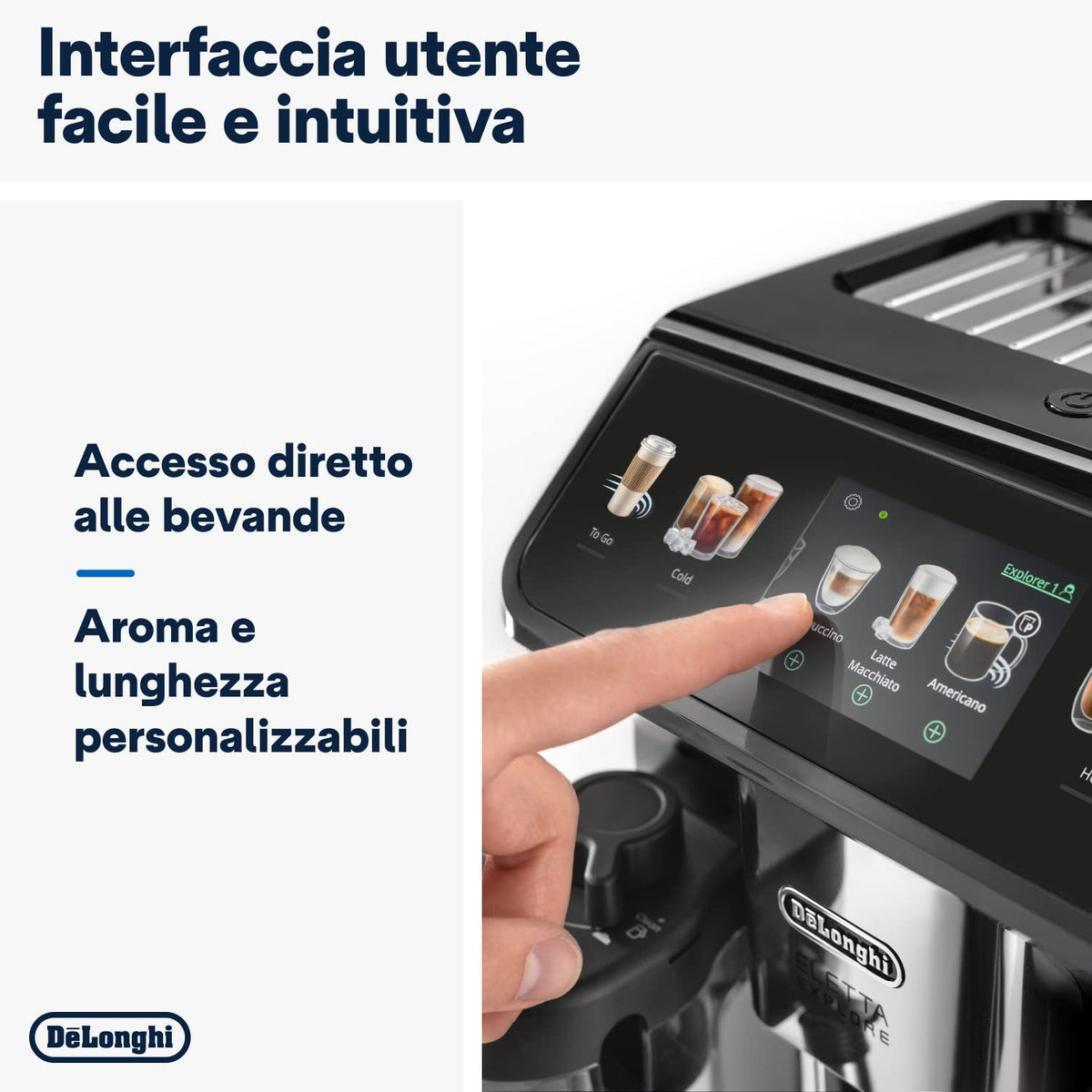 De'Longhi Eletta Explore ECAM452.67.G Macchina da Caffè Automatica con LatteCrema, oltre 50 Bevande, Grigia