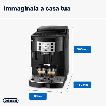 De'Longhi Magnifica S ECAM22.110.B Macchina da Caffè Automatica con Montalatte, 4 Bevande One Touch, Nera