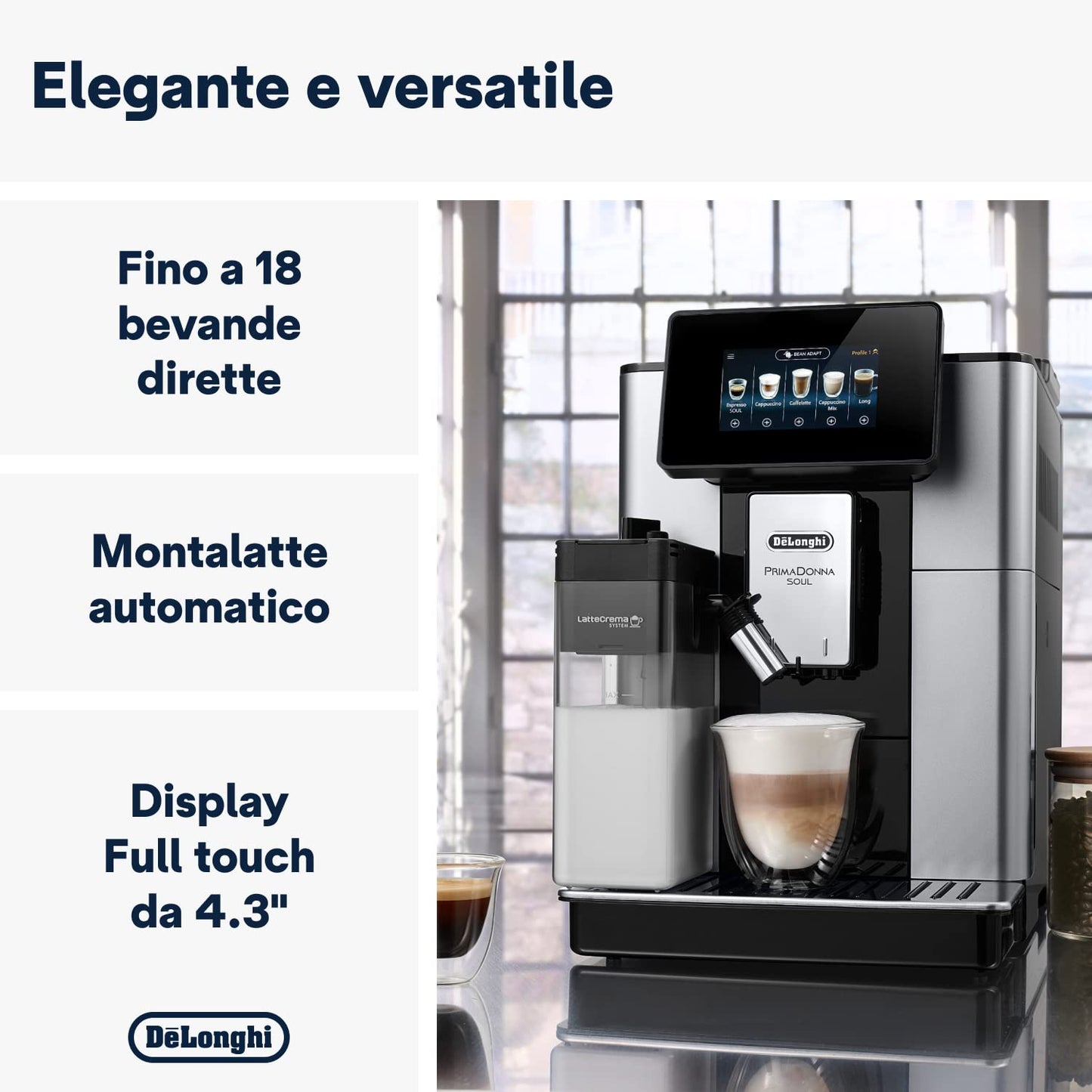 De'Longhi PrimaDonna Soul ECAM612.55.SB Macchina da Caffè Automatica con LatteCrema e Bean Adapt