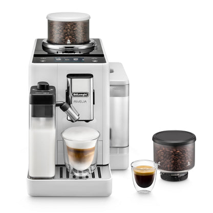 De'Longhi Rivelia Perfetto EXAM440.55.W Macchina da Caffè Automatica con Montalatte e Display Touch, Bianca