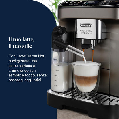 De'Longhi Magnifica Evo Next ECAM312.80.TB Macchina da Caffè Automatica con Montalatte e Display Touch