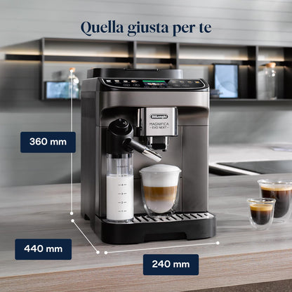 De'Longhi Magnifica Evo Next ECAM312.80.TB Macchina da Caffè Automatica con Montalatte e Display Touch