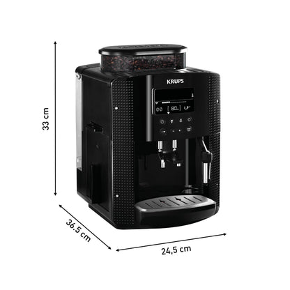 Krups Essential EA8150 Macchina da Caffè Automatica con Macinacaffè e Display, Nera