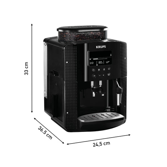 Krups Essential EA8150 Macchina da Caffè Automatica con Macinacaffè e Display, Nera