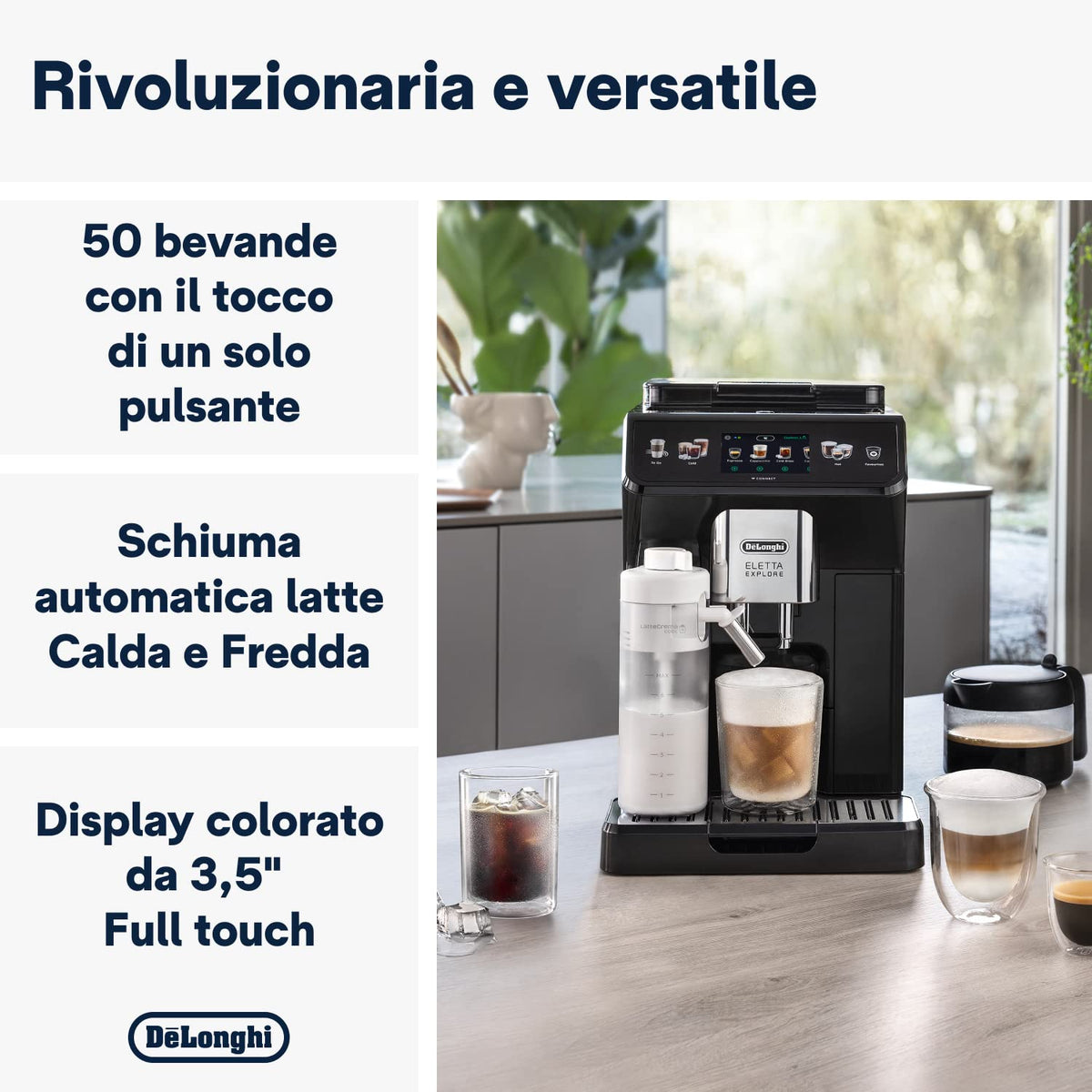 De'Longhi Eletta Explore ECAM452.67.G Macchina da Caffè Automatica con LatteCrema, oltre 50 Bevande, Grigia