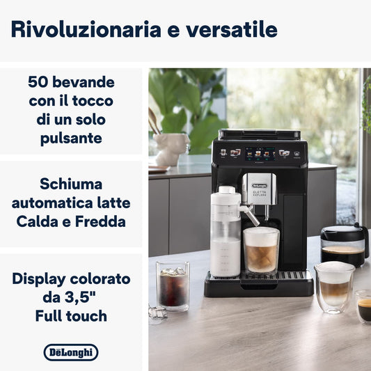 De'Longhi Eletta Explore ECAM452.67.G Macchina da Caffè Automatica con LatteCrema, oltre 50 Bevande, Grigia