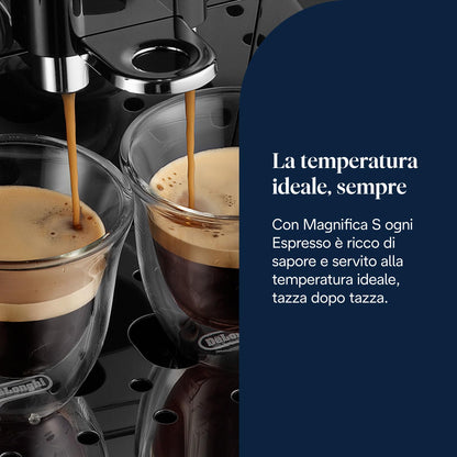 De'Longhi Magnifica S ECAM22.110.B Macchina da Caffè Automatica con Montalatte, 4 Bevande One Touch, Nera