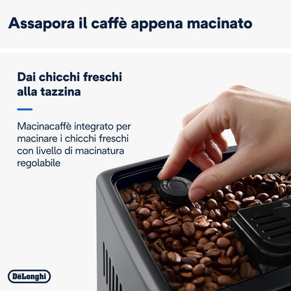 De'Longhi Dinamica Plus ECAM382.70.B Macchina da Caffè Automatica con LatteCrema, 18 Bevande, Nera