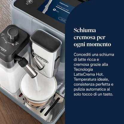 De'Longhi Rivelia Perfetto EXAM440.55.G Macchina da Caffè Automatica con Montalatte e Display Touch, Grigia