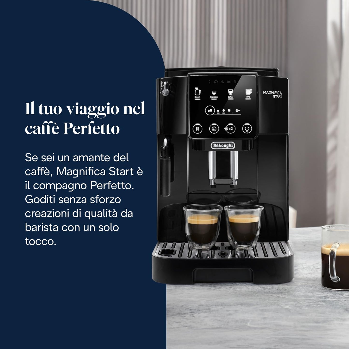 De'Longhi Magnifica Start ECAM222.20.B Macchina da Caffè Automatica con Montalatte, 4 Bevande One Touch, Nera