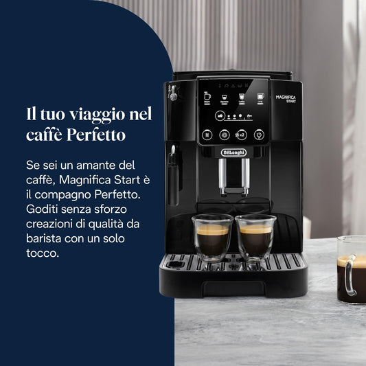 De'Longhi Magnifica Start ECAM222.20.B Macchina da Caffè Automatica con Montalatte, 4 Bevande One Touch, Nera