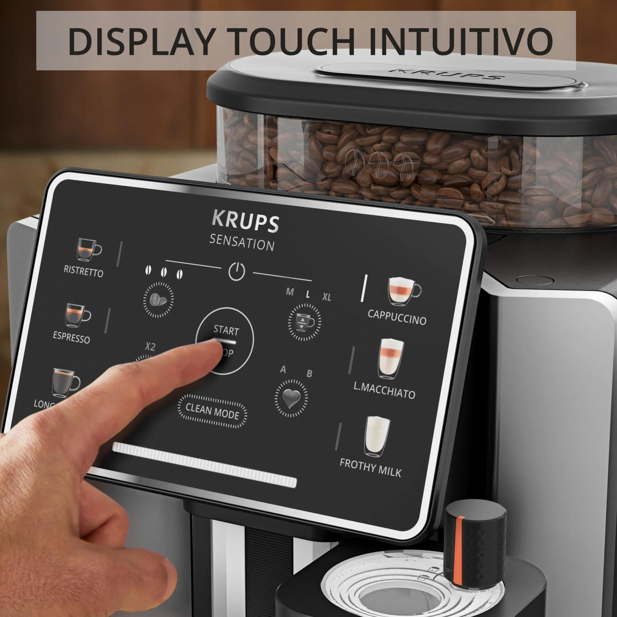 Krups Sensation Milk M50 EA912E Macchina da Caffè Automatica in Grani con Montalatte, Argento