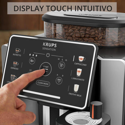 Krups Sensation Milk M50 EA912E Macchina da Caffè Automatica in Grani con Montalatte, Argento