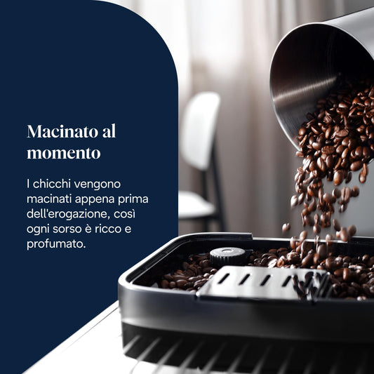 De'Longhi Magnifica Evo ECAM292.81.B Macchina da Caffè Automatica con Montalatte, 7 Bevande, Nera