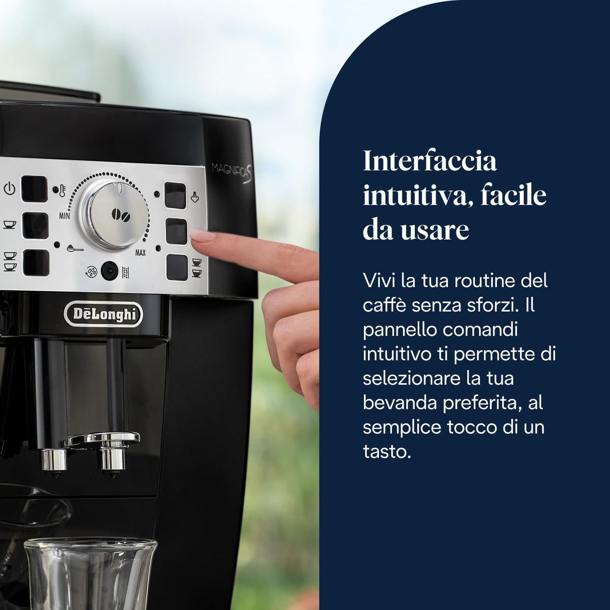 De'Longhi Magnifica S ECAM22.110.B Macchina da Caffè Automatica con Montalatte, 4 Bevande One Touch, Nera