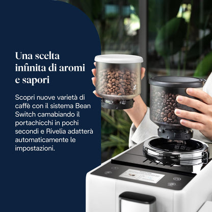 De'Longhi Rivelia Perfetto EXAM440.55.W Macchina da Caffè Automatica con Montalatte e Display Touch, Bianca