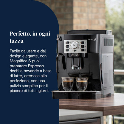 De'Longhi Magnifica S ECAM22.110.B Macchina da Caffè Automatica con Montalatte, 4 Bevande One Touch, Nera
