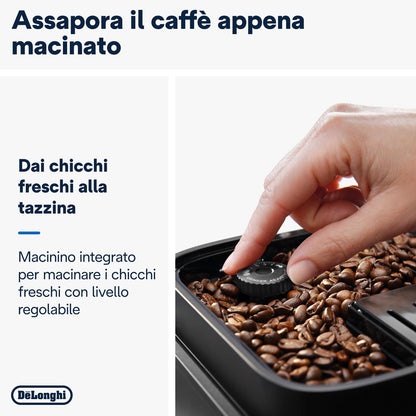 De'Longhi Magnifica Evo Macchina da Caffè Automatica con Montalatte, 4 Bevande One Touch, Grigia