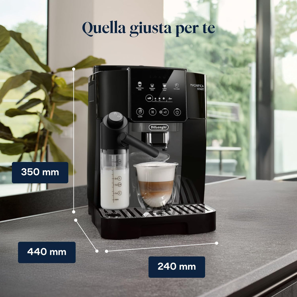 De'Longhi Magnifica Start ECAM222.60.BG Macchina da Caffè Automatica con Montalatte, 4 Bevande, Grigia