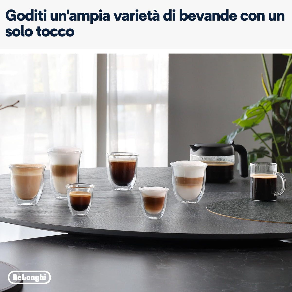 De'Longhi Dinamica Plus ECAM382.70.B Macchina da Caffè Automatica con LatteCrema, 18 Bevande, Nera