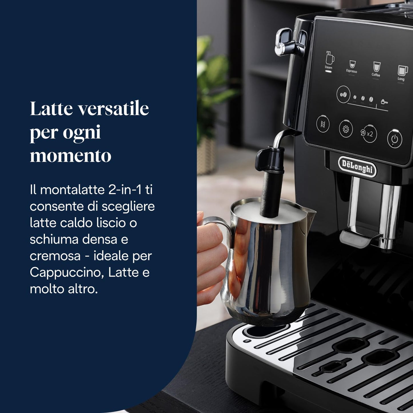 De'Longhi Magnifica Start ECAM222.20.B Macchina da Caffè Automatica con Montalatte, 4 Bevande One Touch, Nera