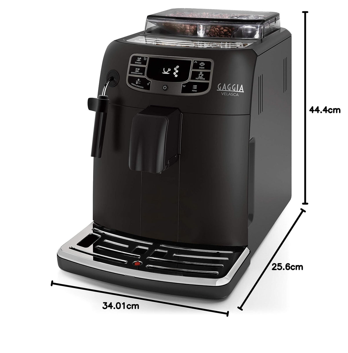 Gaggia Velasca Black RI8260/01 Macchina da Caffè Automatica per Espresso e Cappuccino, Caffè in Grani, Nera