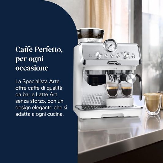 De'Longhi La Specialista Arte EC9155.W Macchina da Caffè Manuale con Macinacaffè e Kit Barista, Bianca
