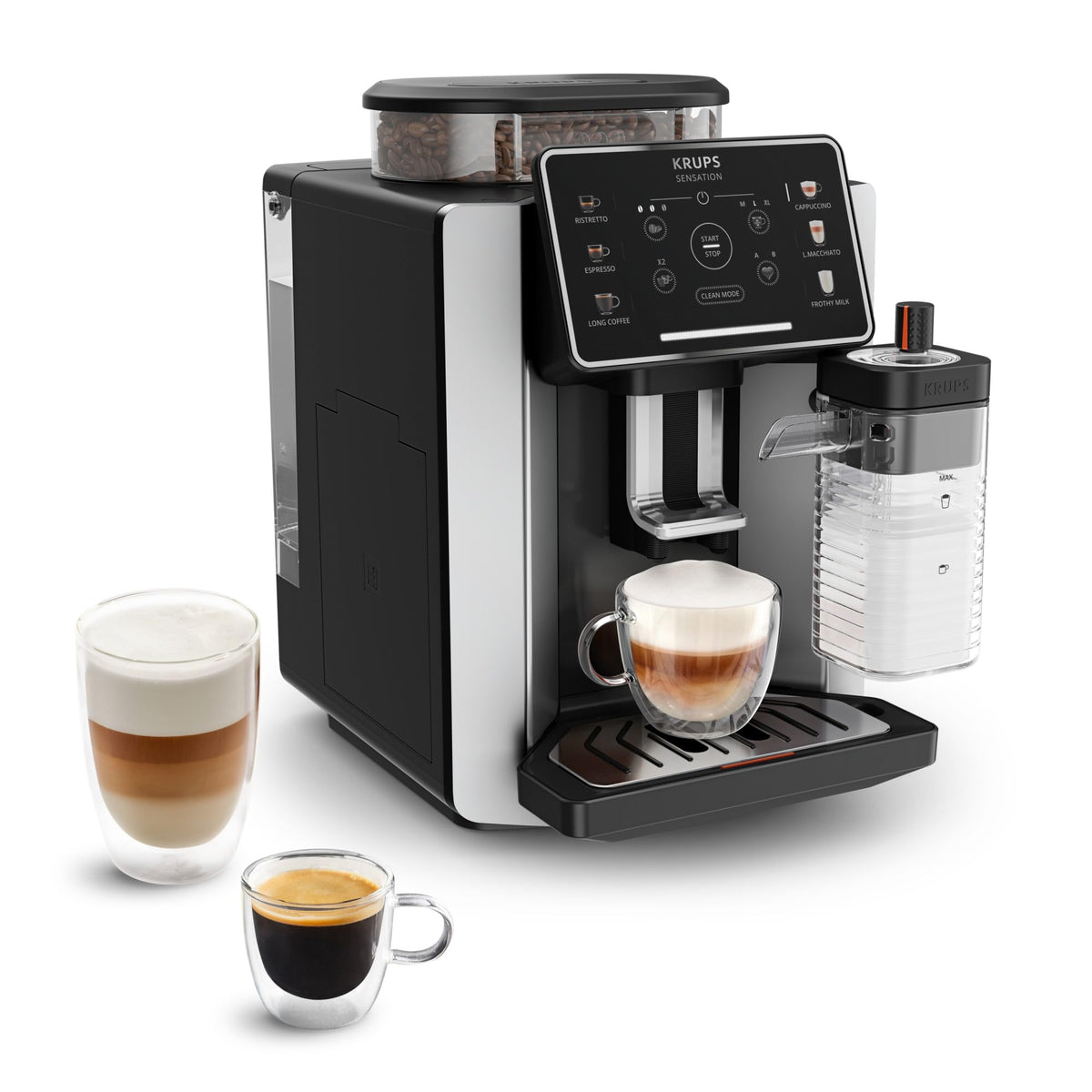 Krups Sensation Milk M50 EA912E Macchina da Caffè Automatica in Grani con Montalatte, Argento
