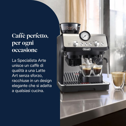 De'Longhi La Specialista Arte Macchina da Caffè Espresso, 3 Bevande, Nera