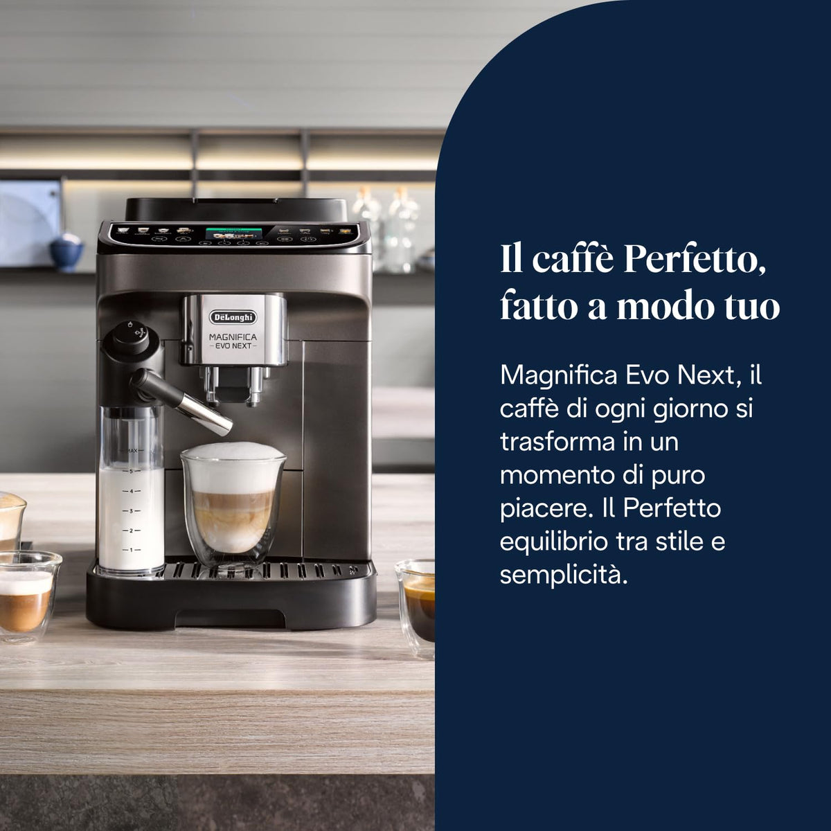 De'Longhi Magnifica Evo Next ECAM312.80.TB Macchina da Caffè Automatica con Montalatte e Display Touch