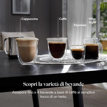 De'Longhi Magnifica Start ECAM222.20.B Macchina da Caffè Automatica con Montalatte, 4 Bevande One Touch, Nera