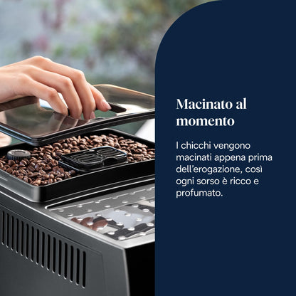 De'Longhi Magnifica S ECAM22.110.B Macchina da Caffè Automatica con Montalatte, 4 Bevande One Touch, Nera